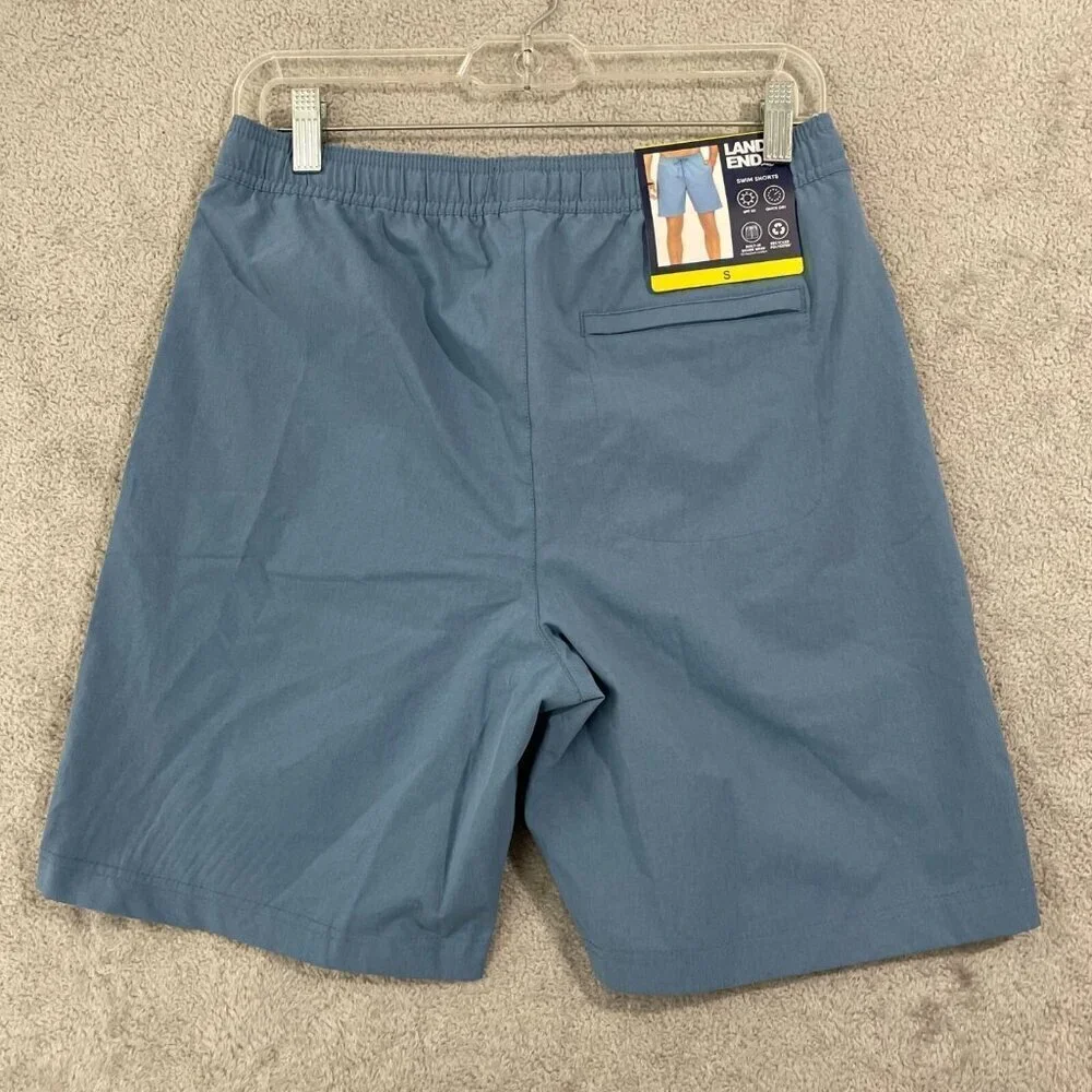 Copy NEW Lands' End Mens S UPF 50 Quick-Dry Swim Shorts Built-In Boxer Brief